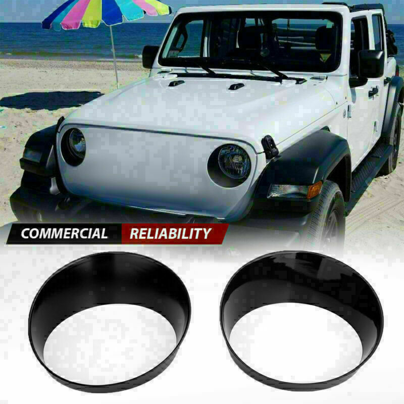 Black Headlight Bezels Headlight Cover Trim For 18-19Wrangler JL UnlimitedCN
