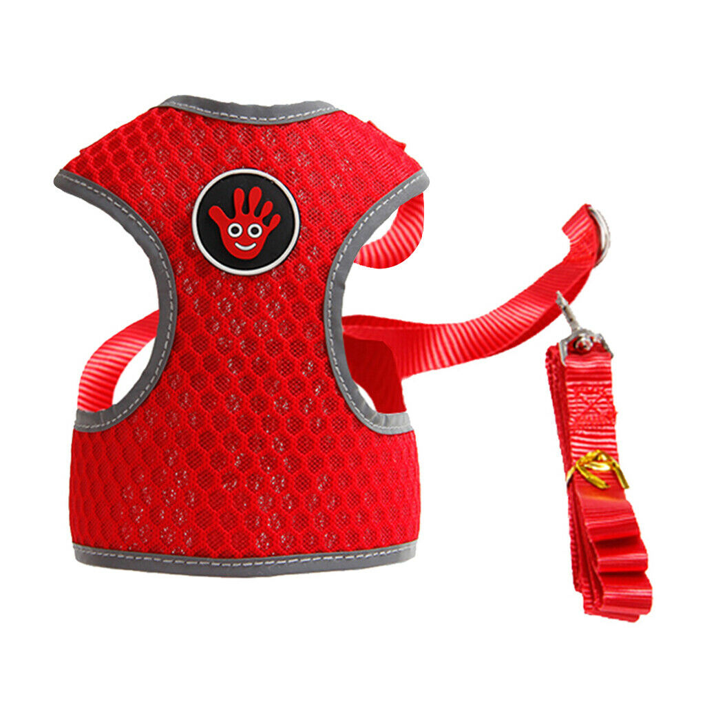 Breathable Dog Vest Harness Pet Outdoor Traction Rope For Cat Dog Red S