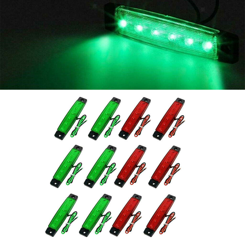 12Pcs Red + Green Boat Navigation Light LED Marine Lamps DC 12V for Kayak