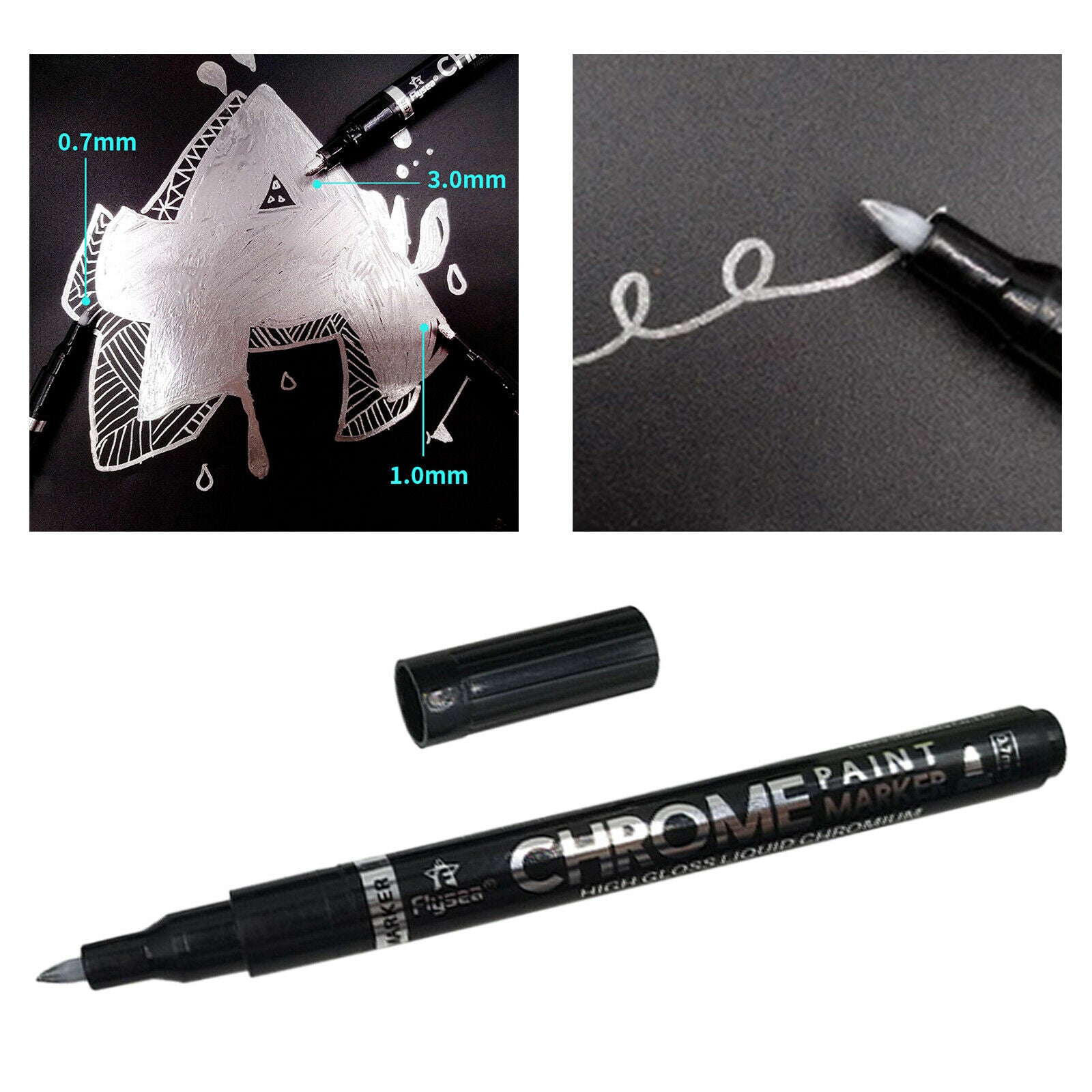 Chrome Paint Pen Permanent Oil Based Marker for Rock Wood Fabric Canvas Mugs