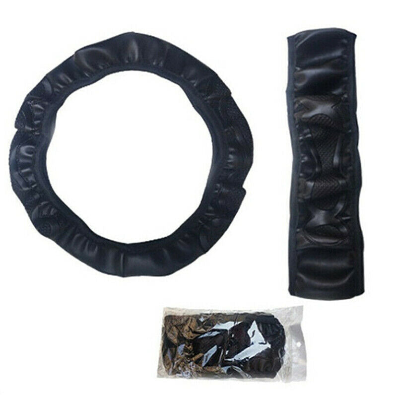 Universal Auto Car Steering Wheel Cover Leather Breathable Anti-slip Blac.l8