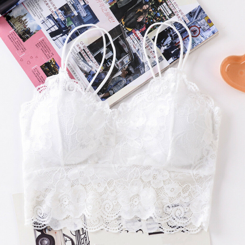 2 Pieces Women's Full Lace V Neck Bralette Breathable Sexy Lace Bra Bustier