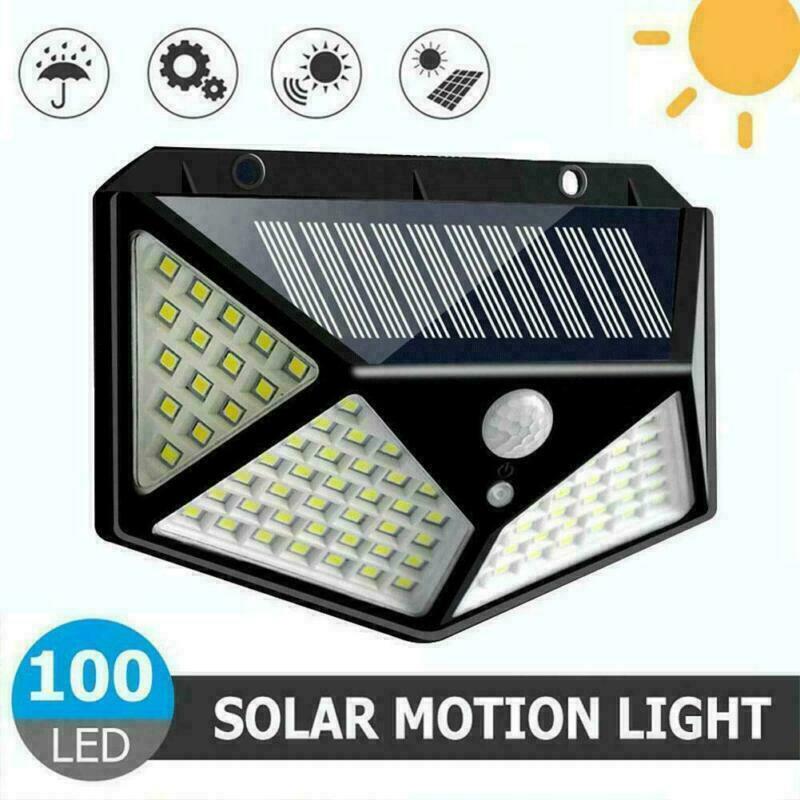 100 Led Outdoor Solar Power Wall Lights Pir Motion Sensor Garden Security L