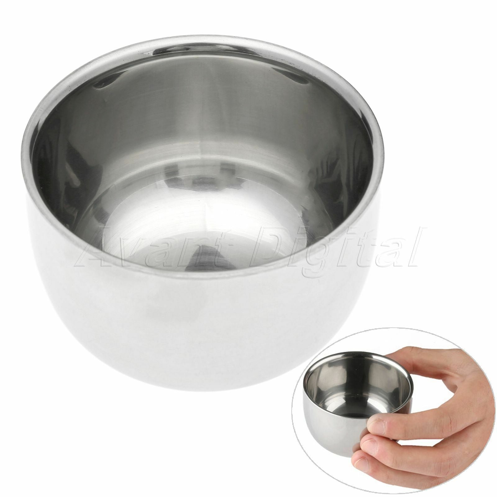 1pc Classic Stainless Steel Shaving Brush Mug Bowl Soap Cup Dia 7.3cm Men's Gift