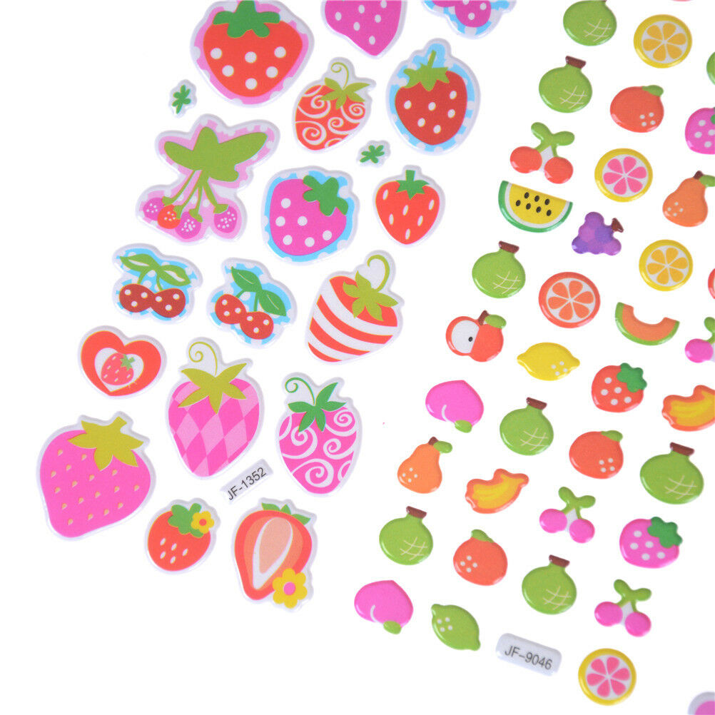 5 Sheets  Cartoon Fruits Scrapbooking Bubble Puffy Stickers Reward Kids To.l8