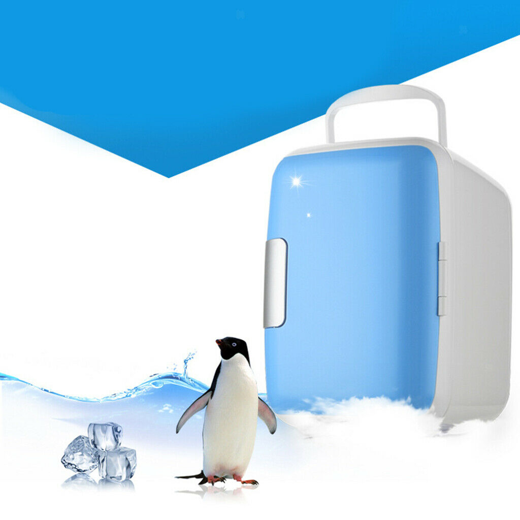 4L Mini Car Fridge Makeup Storage Refrigerator Warmer Portable Compact Blue