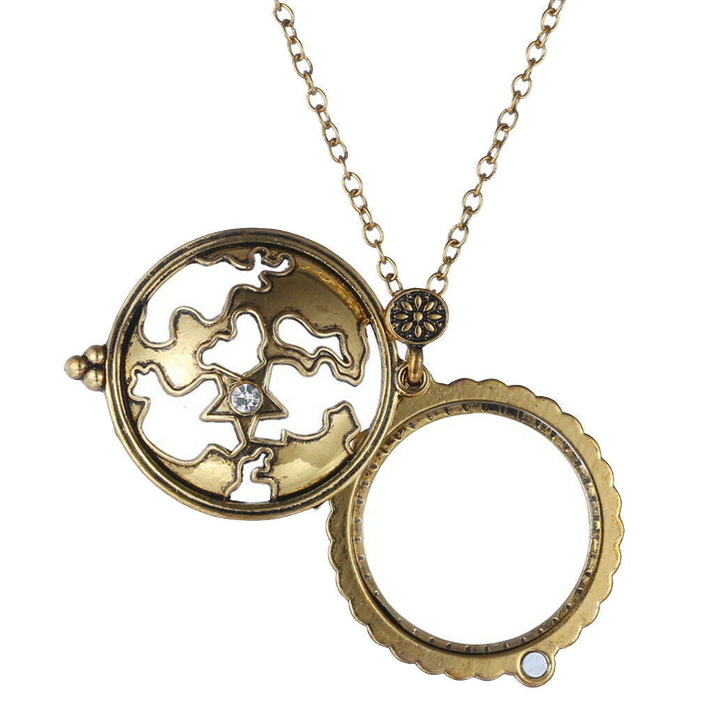 Magnifying Glass Locket Pendant Necklace Unisex Gothic Sweater Chain Jewelry