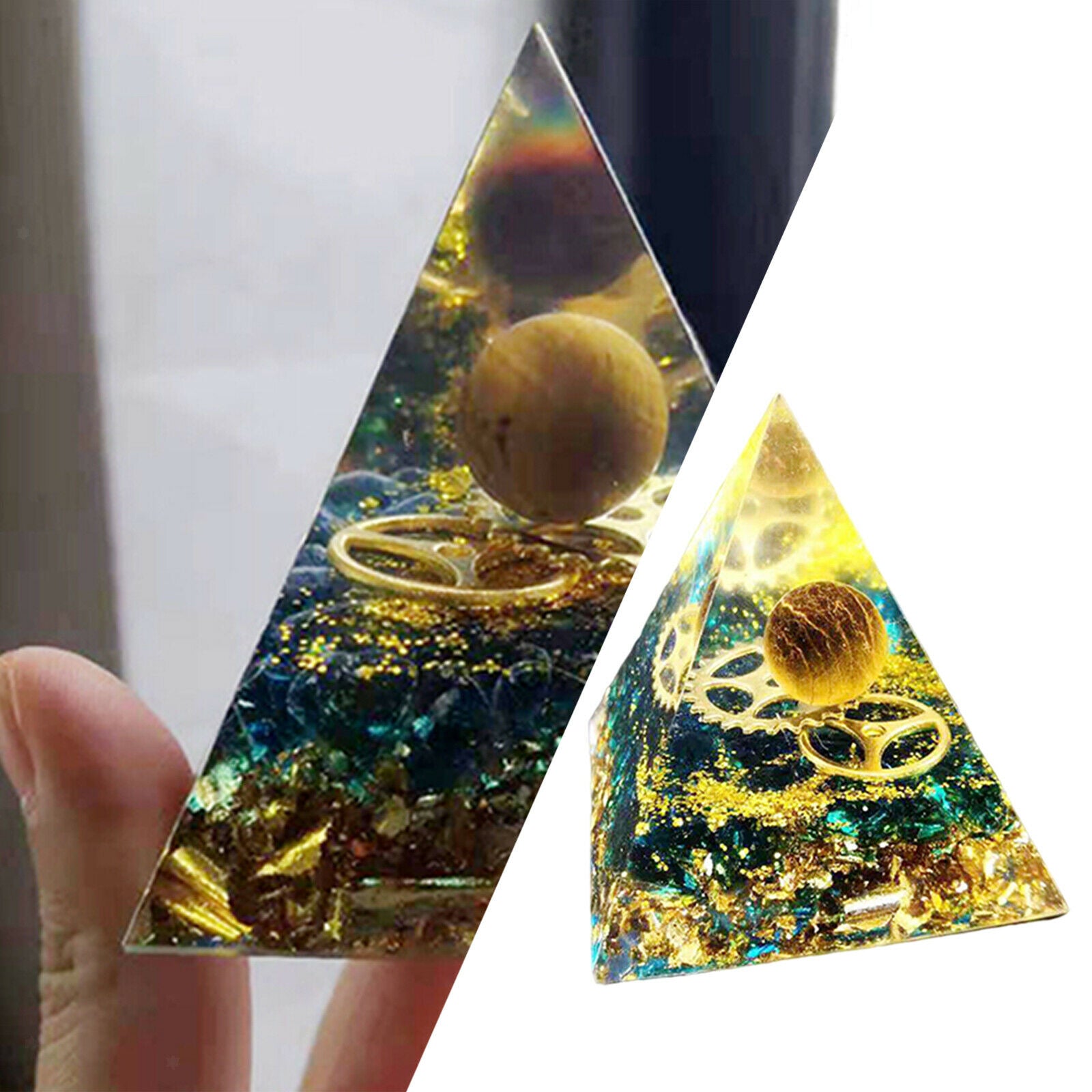 6cm Amethyst Crystal Orgone Pyramid Reiki Kit Meditation Chakra Ornaments