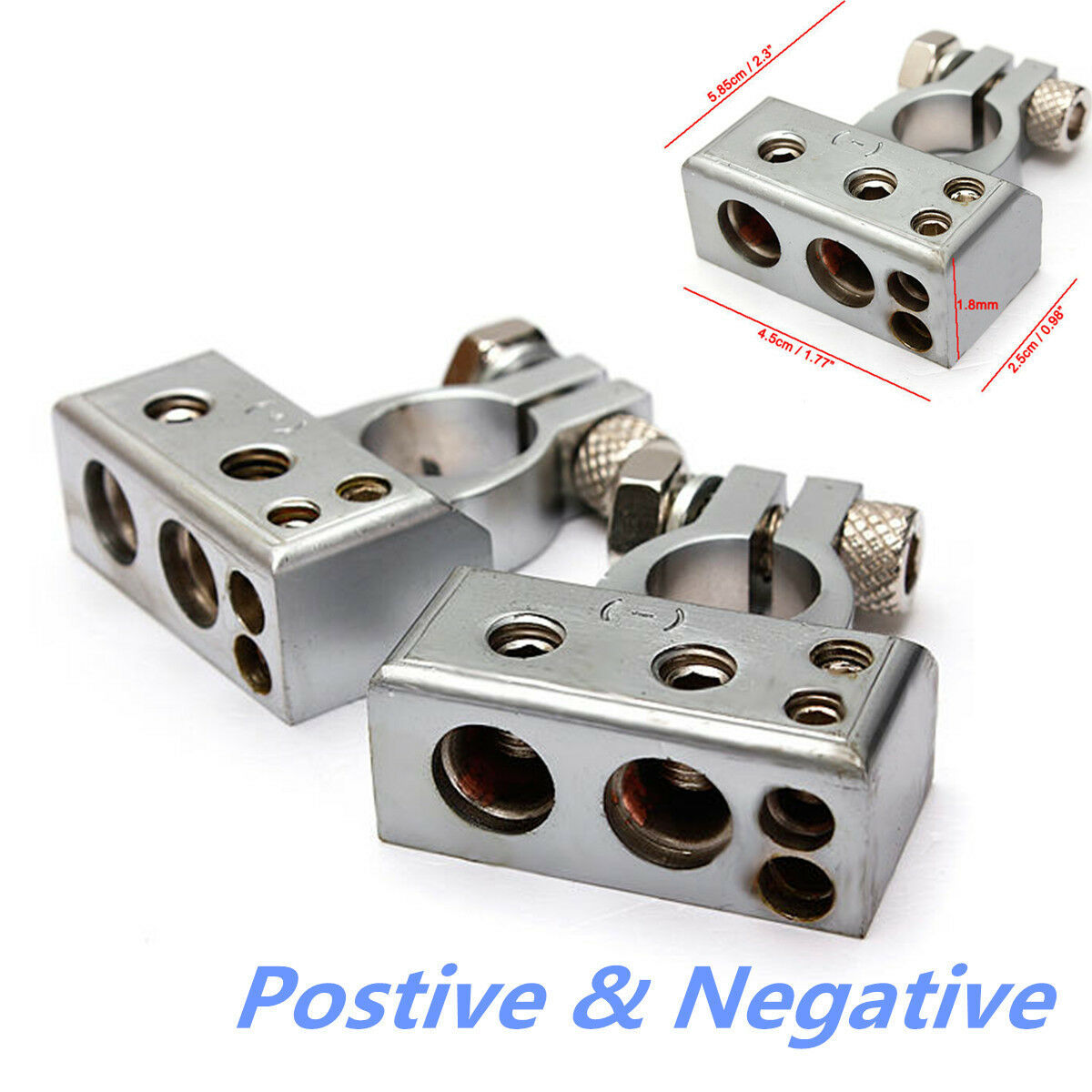 Pair 12V Car Battery Terminal Clamp Clips Connector Negative Positive 2 4 8 AWG
