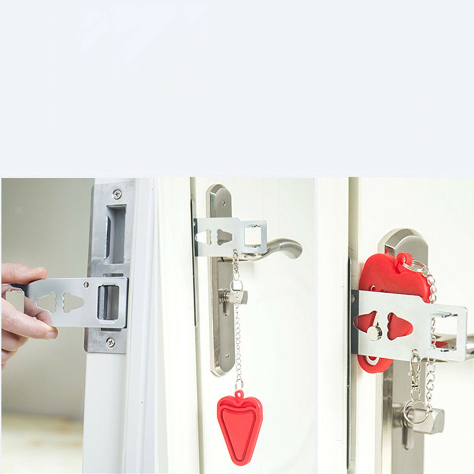 Portable Door Lock Latch for Safety Protection Manual Lock Hotel red