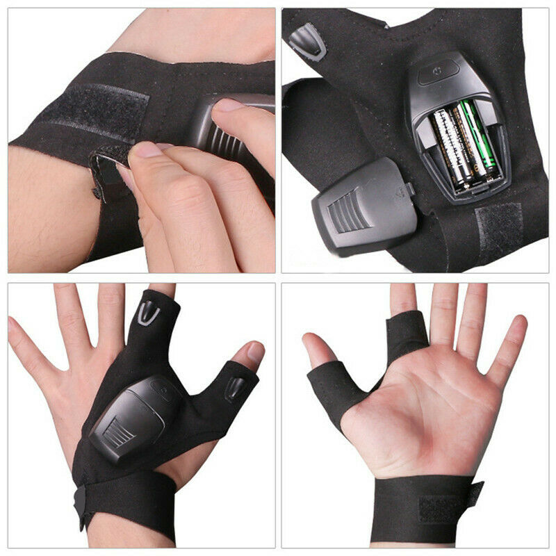 Night Fishing Glove with LED Light Rescue Tools Gear Fingerless Home Repair