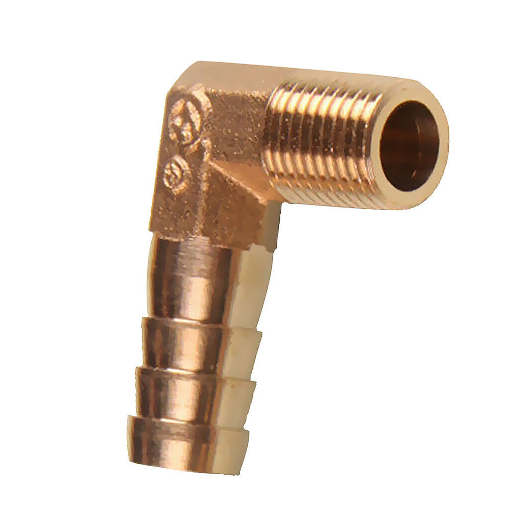1/4'' BSP to 12mm Brass 90 Degree Male Elbow Barb Hose Tail Pipe Gas Fitting