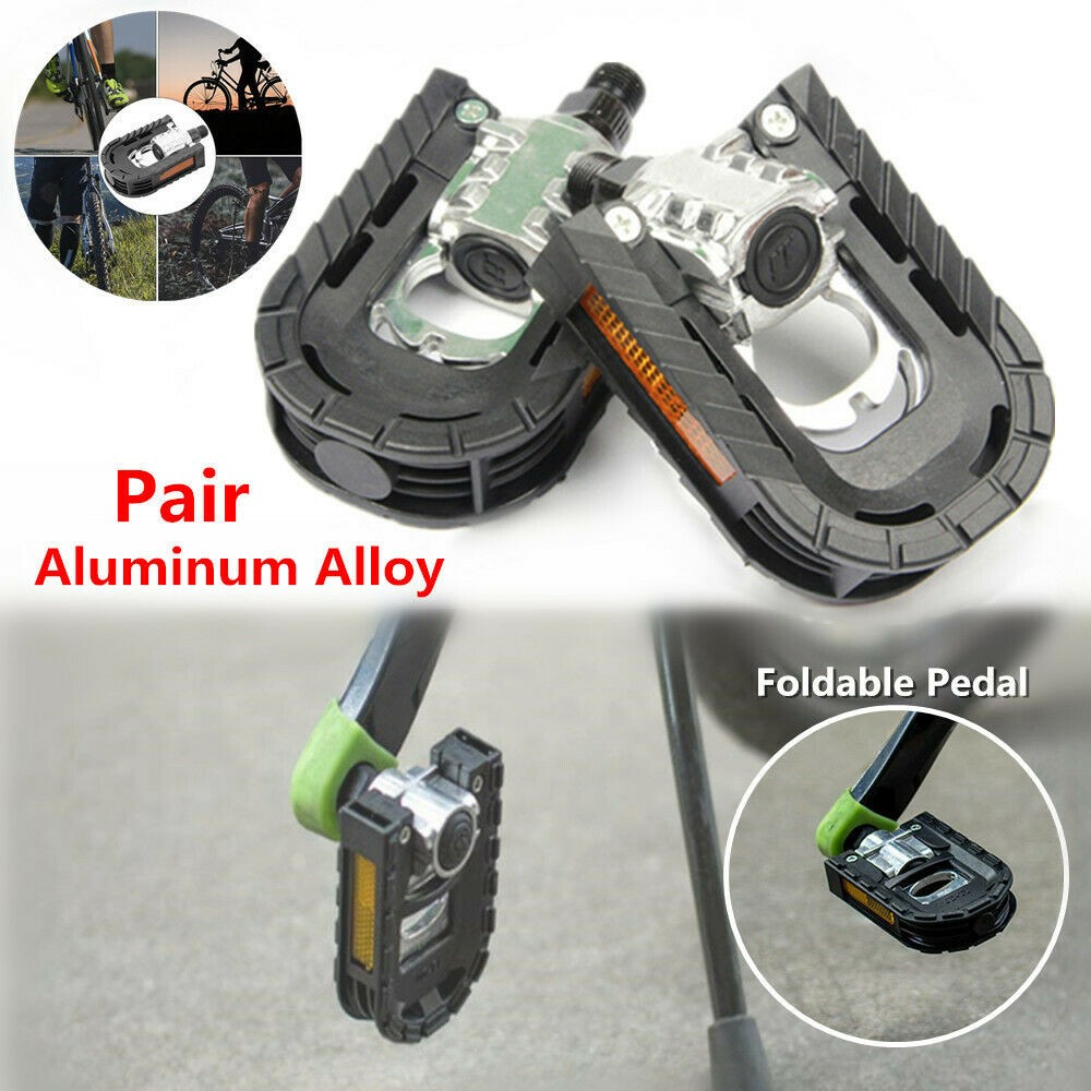 2PCS Aluminum Alloy Bike Pedals Foldable for Mountain Road Bicycle Cycling 14MM