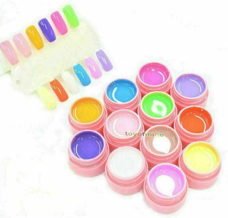 12Colors LED UV Gel Builder Cover Pure Colours Soak Off Natural UV Nail Art Tips