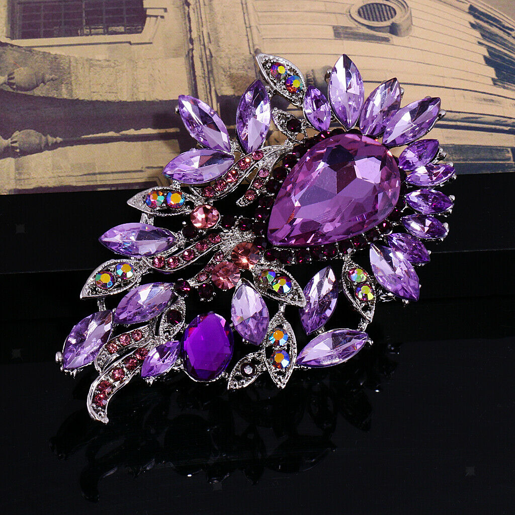 Sparkly Big Waterdrop Fully-Jewelled Rhinestone Brooch Pin Wedding Jewelry