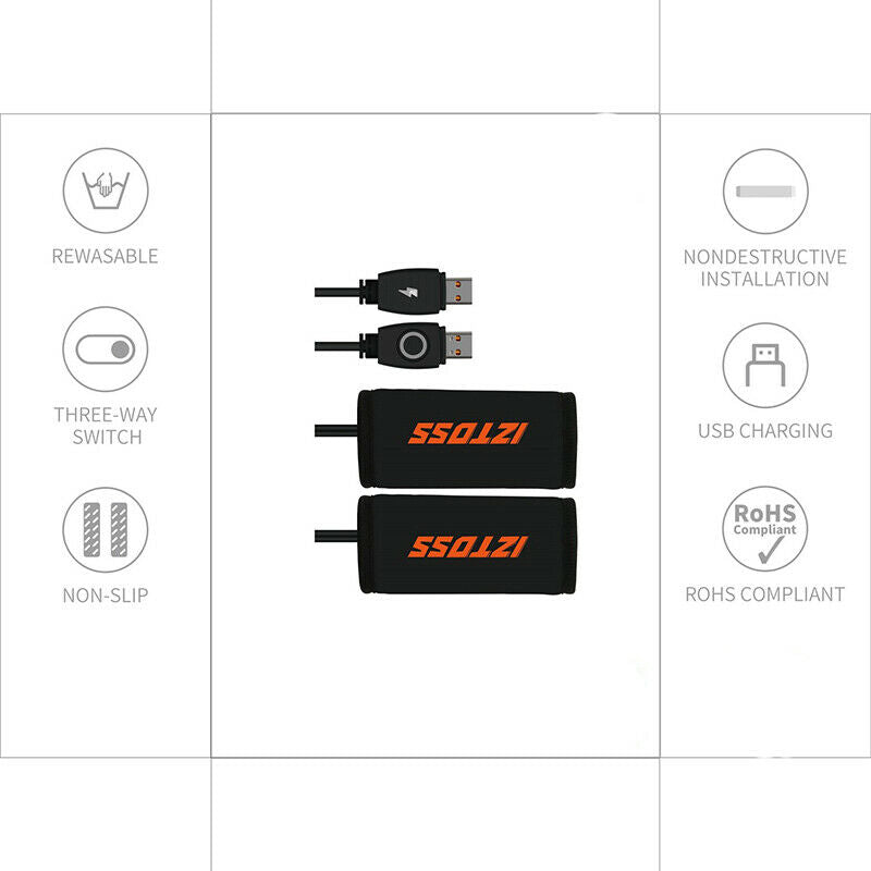 Motorcycle Bike USB Intelligent Fast Heating Grips Handle Cover Warm Waterproof
