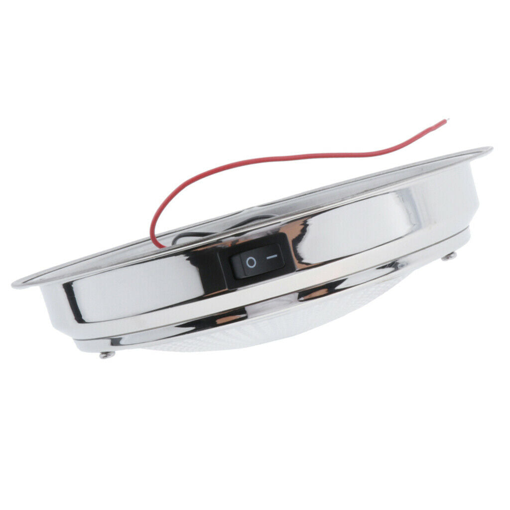 12V 6W Stainless Steel LED Dome Light Boat Marine RV Cabin Ceiling Lamp 6.7"