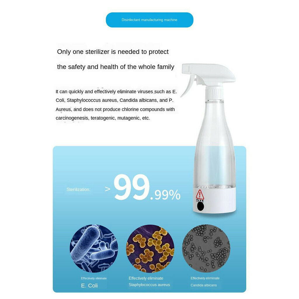 2pcs 350ml Sodium Hypochlorite Generator USB Detergent Generator Maker