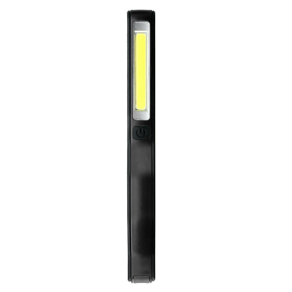 Portable COB LED Rechargeable Magnetic Pen Clip Hand Torch Work Light Black