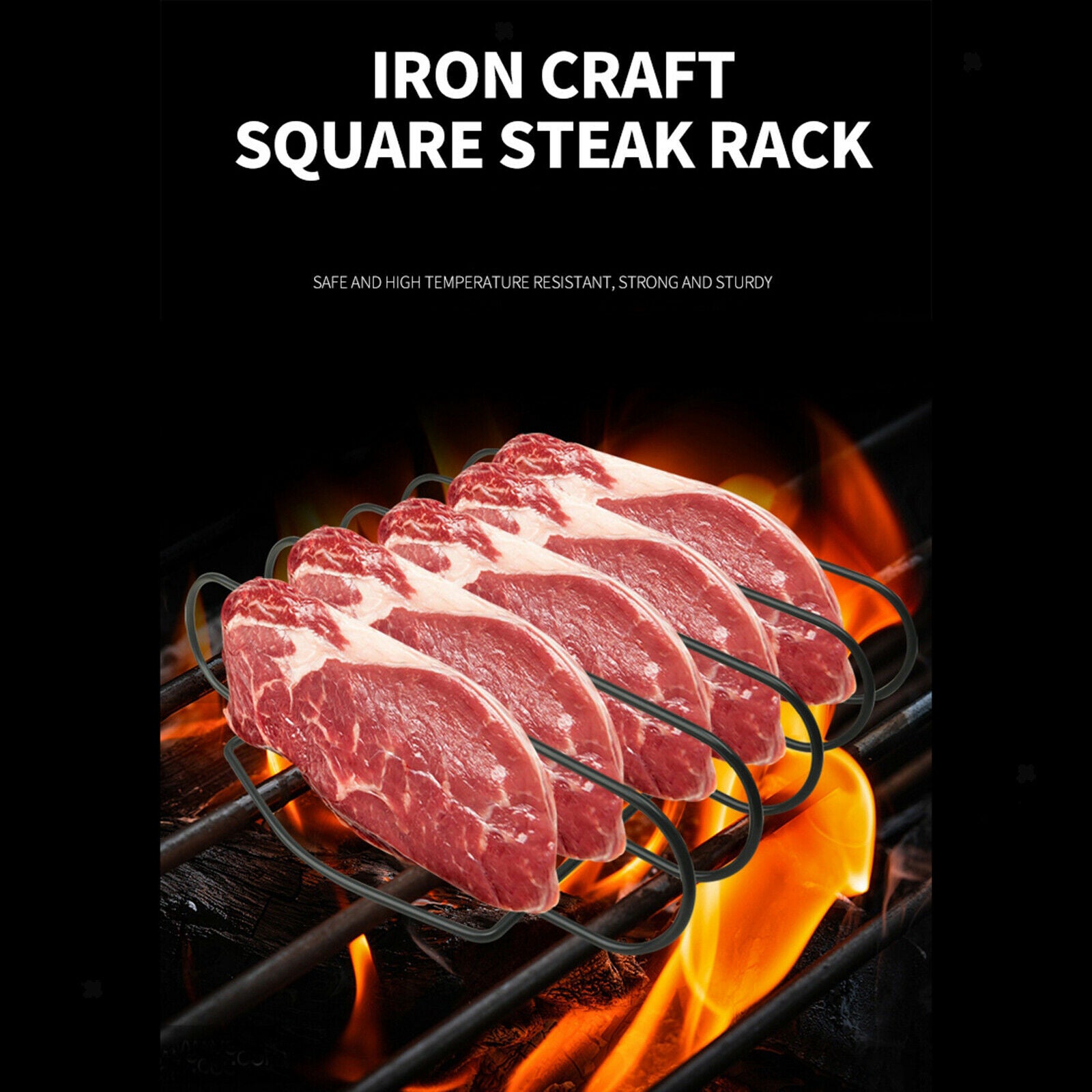 Iron BBQ Rib Rack Non-stick Steak Rack Roast Grill for Charcoal Stove