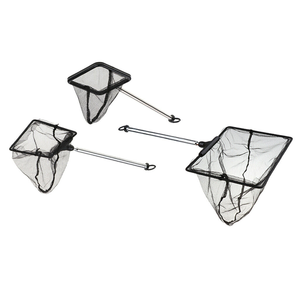 Aquarium Pond Fish Net, Set of 3 Professional Stainless Steel Telescopic Handle