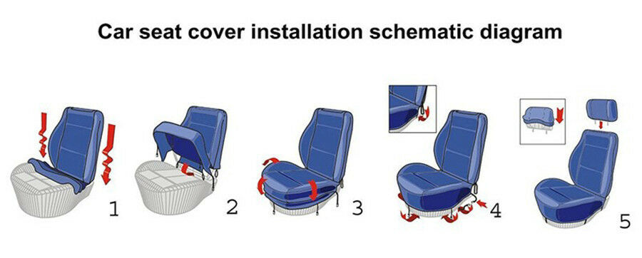 2 Piece Black with Grey Washable Car Truck Front Seat & Removable Headrest Cover