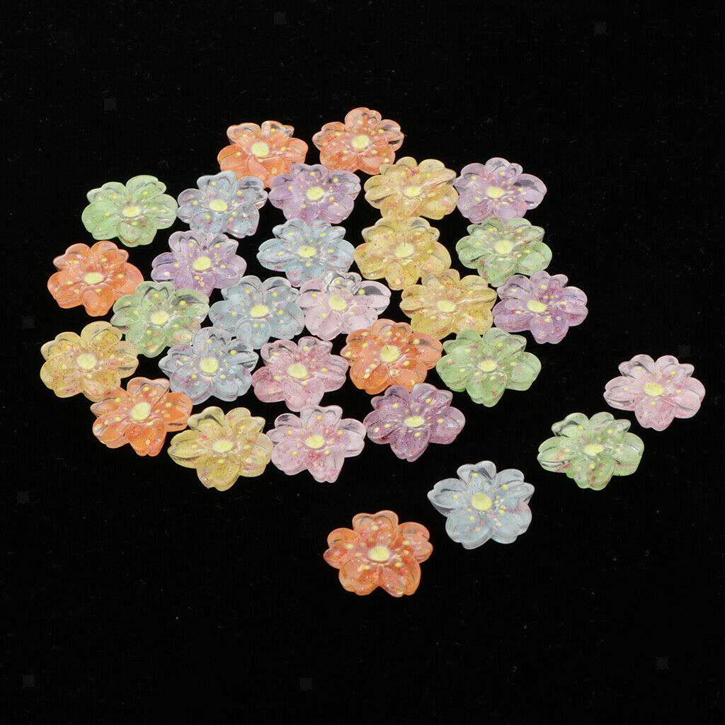 30 Pieces Flower Shape Plastic Flatback Cabochon Beads Cardmaking 20x20mm