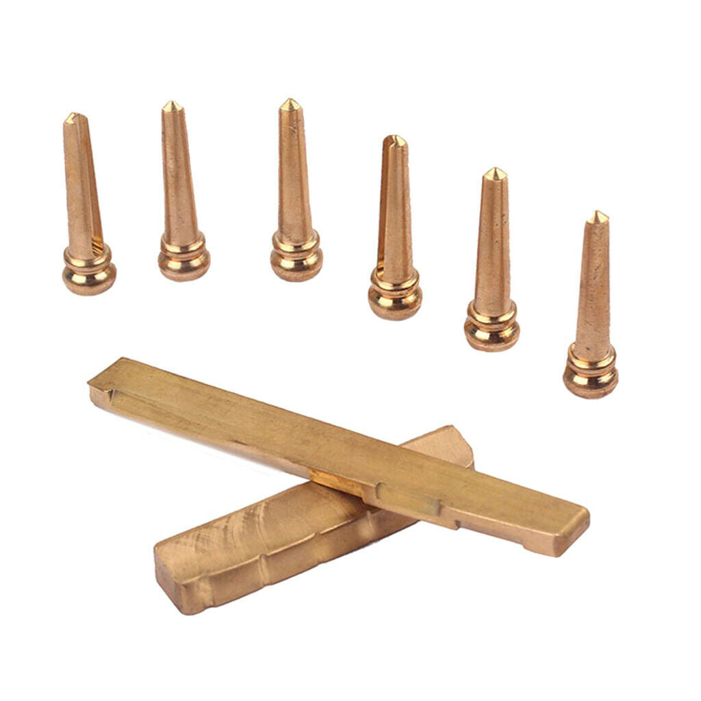 6pcs Brass Bridge Pins Saddle Nut Set for Acoustic Guitar