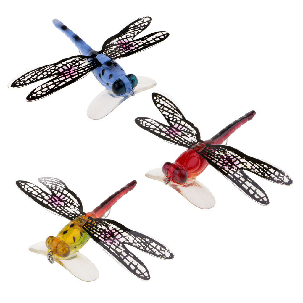 3pcs/pack Colorful Popper Fishing Baits Lure Dragonfly Floating Fly Fishing