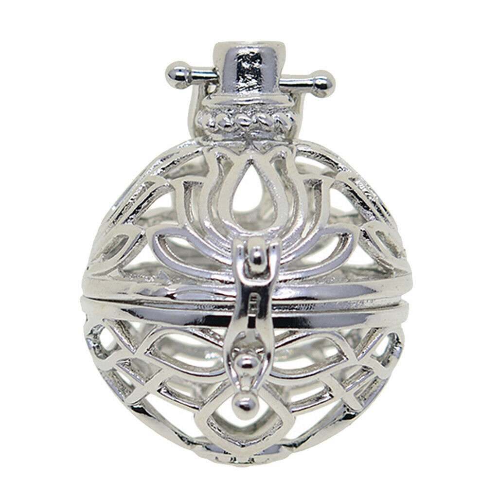 Water Lily Flower Beads Cage Pendant Locket Charm for DIY Necklace Pendant