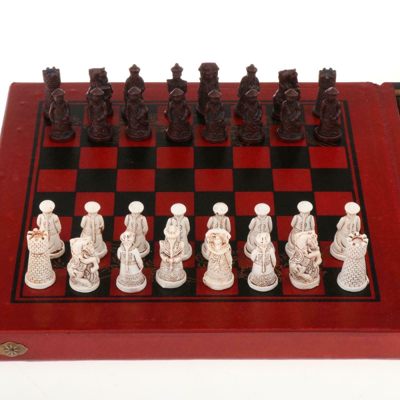 Wooden Folding Chess Set Foldable Chess Board Wood Playing Pieces Game Portable