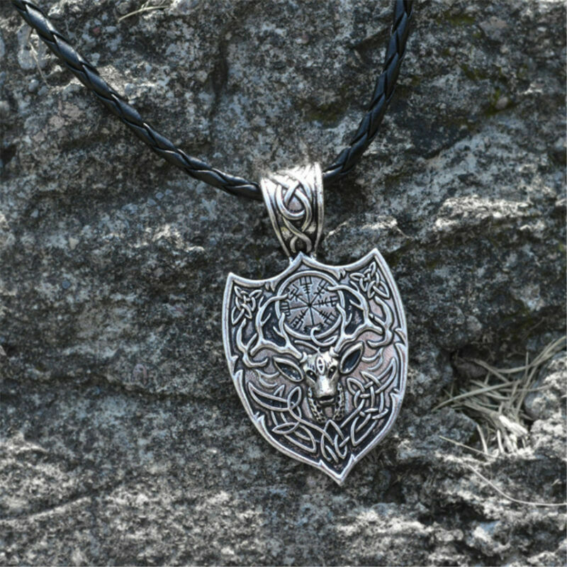 Norse Viking Amulet Pendant Necklace Compass Talisman Jewelry Punk Amulet Gifts