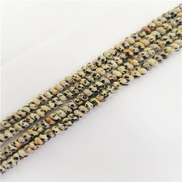 1 Strand 6x4mm Natural Dalmation Jasper Rondelle Abacus Spacer Beads 15" HH9382