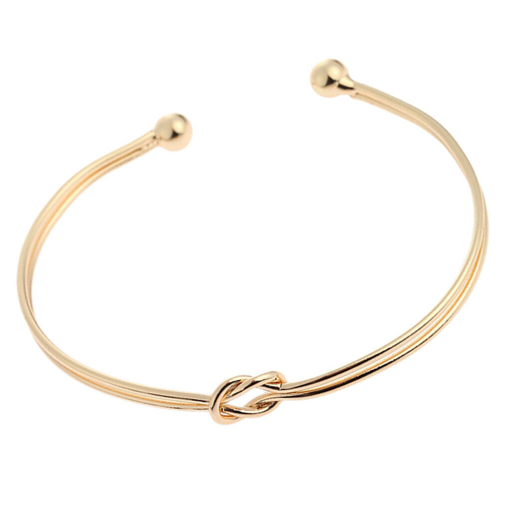 2 Pack Women's Casual Double Wire Knot Open Cuff Bangle Bracelet Wedding
