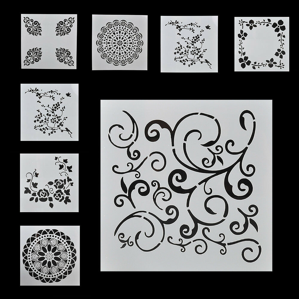 7PCS Craft Embossing Template Wall Painting Layering Stencils Scrapbooking HS88