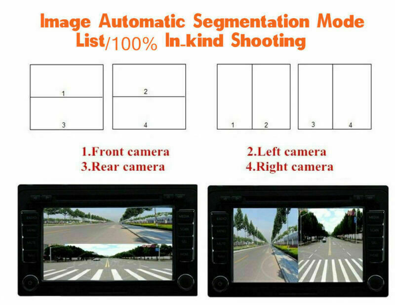 4 Way 360Â° Monitoring Split-Screen Control Box Car Parking View Camera VCR Image