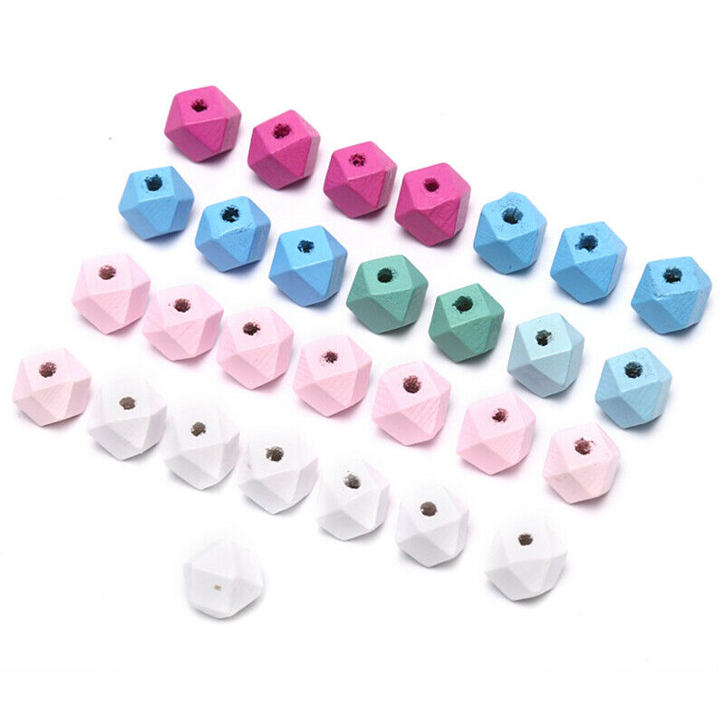 30Pcs/Set Wood Colorful Cone Geometric Loose Spacer Beads DIY Making Jewe.l8