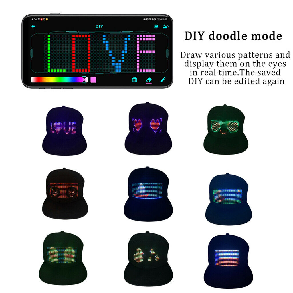 Fashion Glow LED Display   Hat APP Control for   Club Performance