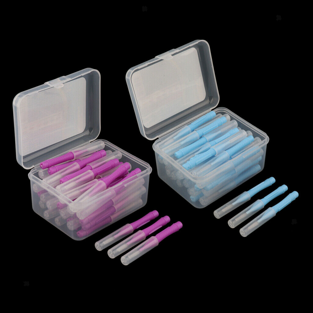 Lot 80x Interdental Brushes Toothpick Oral Hygiene Tooth Brush Purple+Blue
