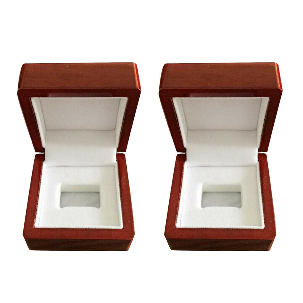 2Set Wine Red Natrual Wood Jewelry Display Gift Box Rings Sotage Holder