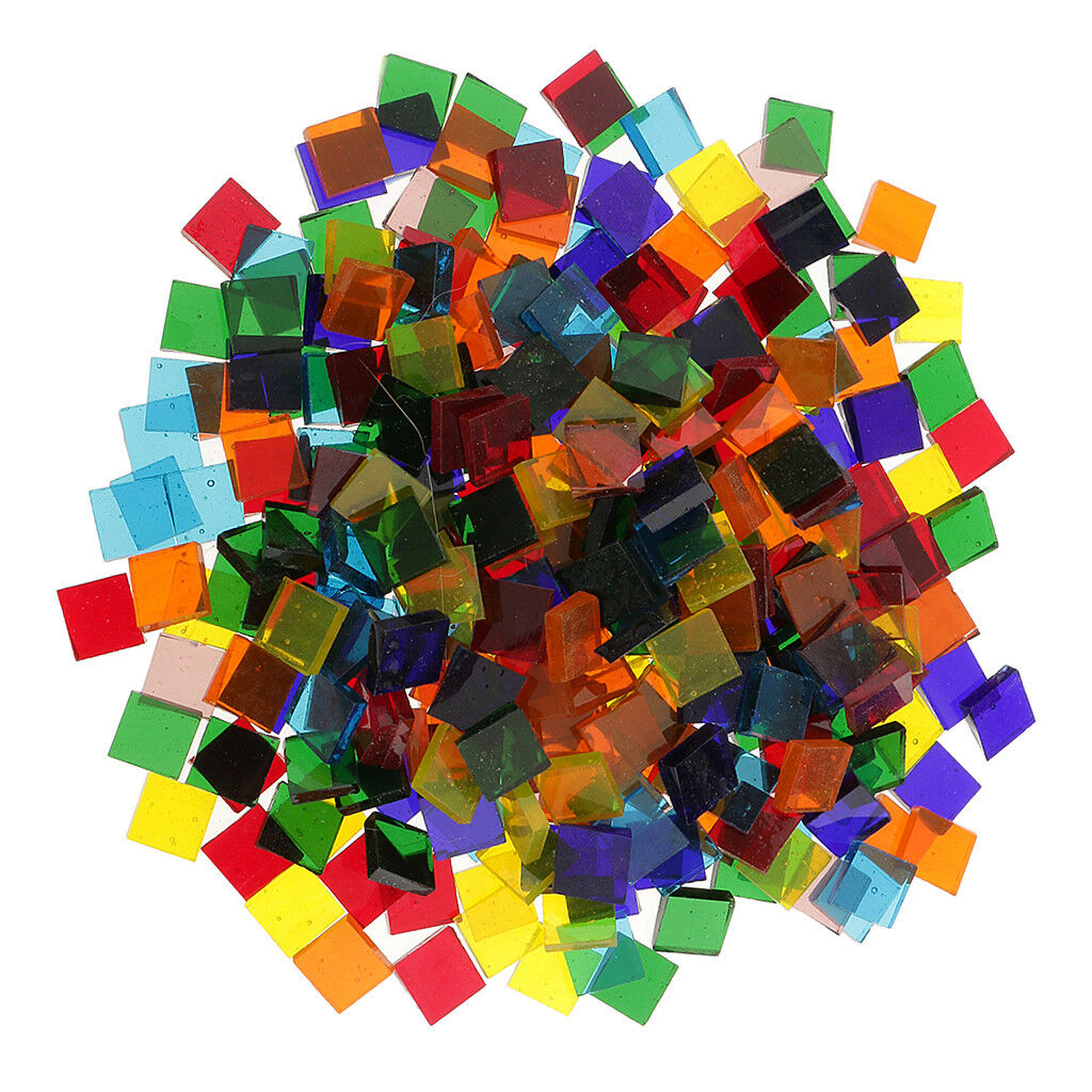 160g Colorful Square Clear Glass Pieces Mosaic Tiles Tessera for Craft 10mm
