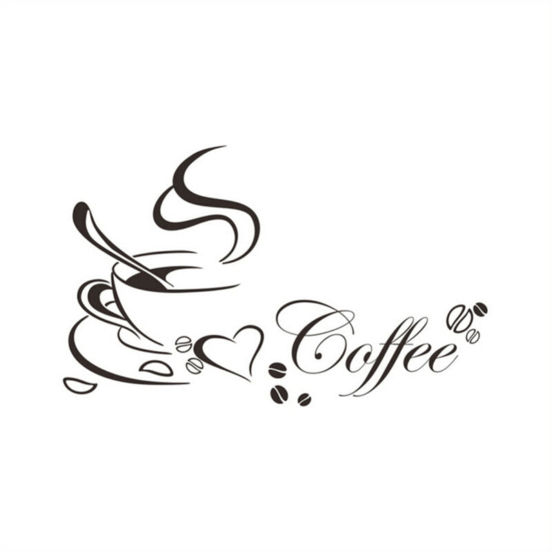 Removable Kitchen Decor Coffee Cup Heart Home Decals Vinyl Art Wall Stick.l8