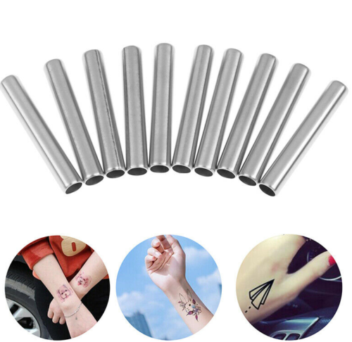 10x Tattoo Back Tattoo Machine Grip Tip Back Needle Stainless Steel Stem Tube