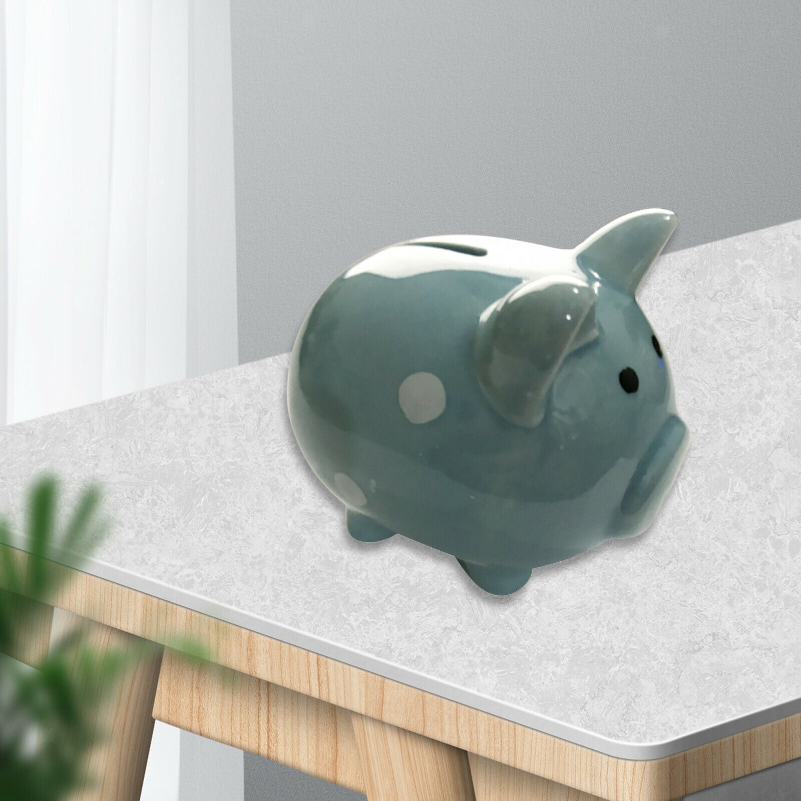 Cute Pig Piggy Bank Ceramic Coin Saving Storage Money Box Kids Gift Blue