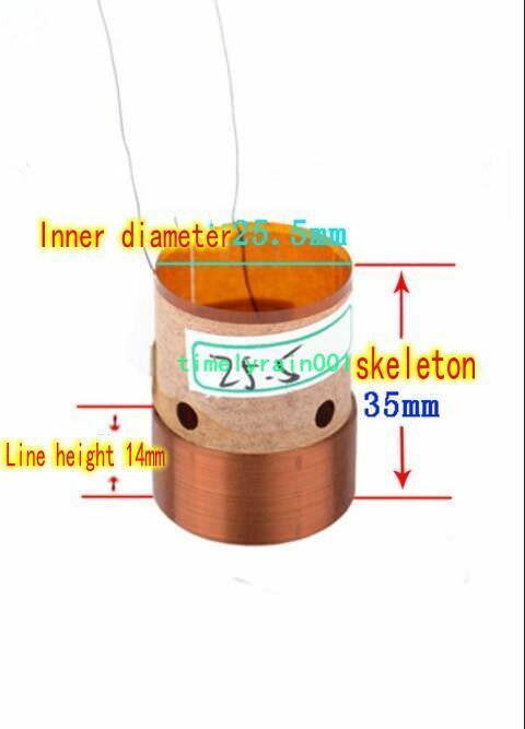 2pcs 25.5mm 8Ω Round wire Woofer coil bass speaker Voice Coils 8ohm Audio Parts