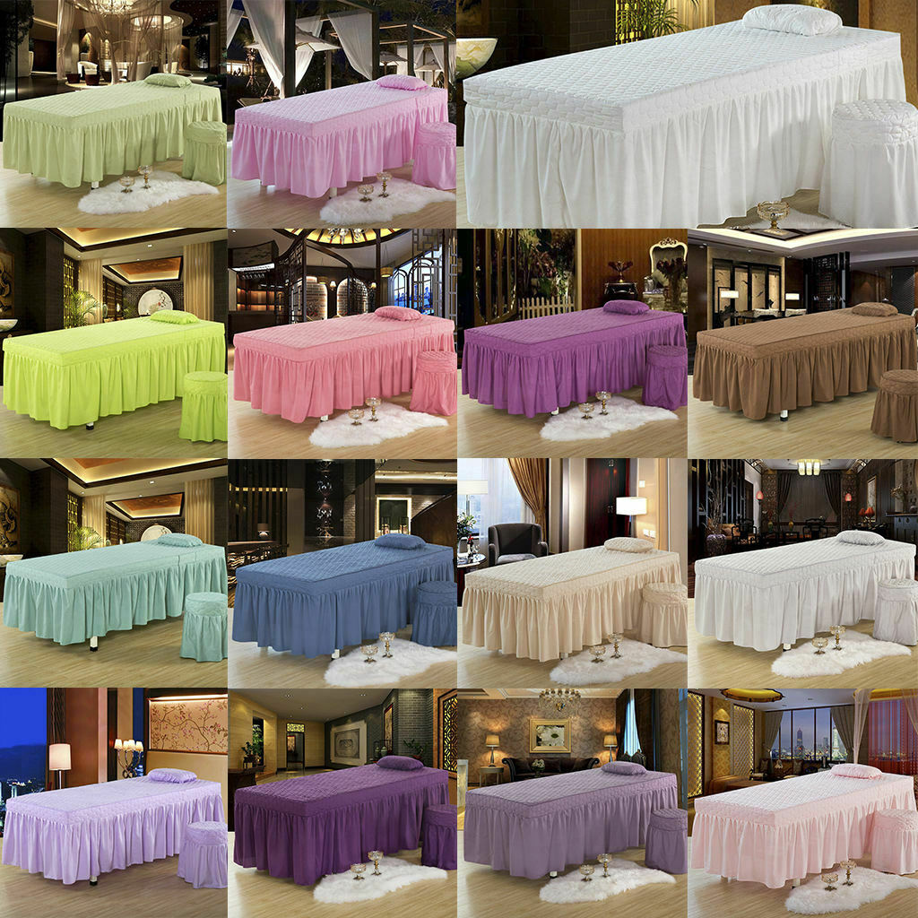 Massage Table Skirt Beauty Bed Cover Valance Sheet - White, as described