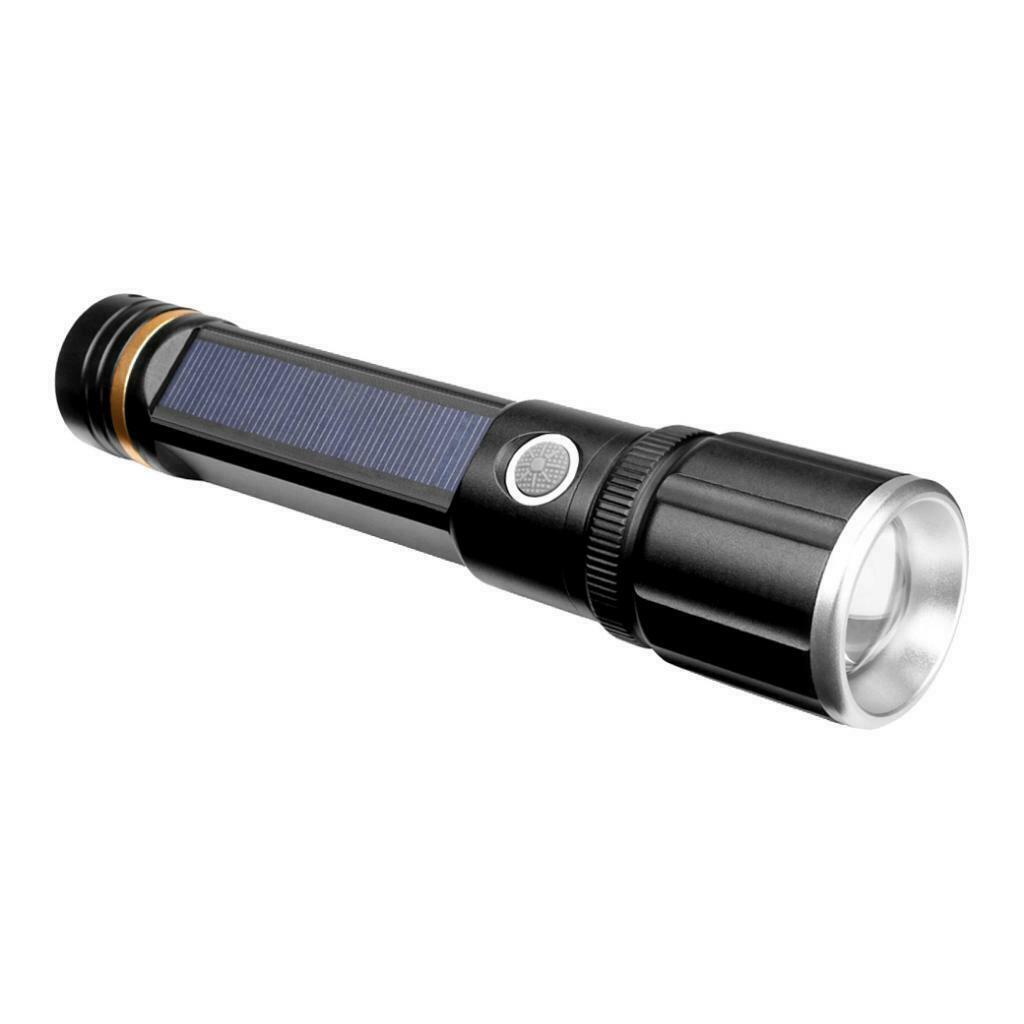 Portable Solar Powered LED Flashlight Safety Torch Light Survival Tool Light -