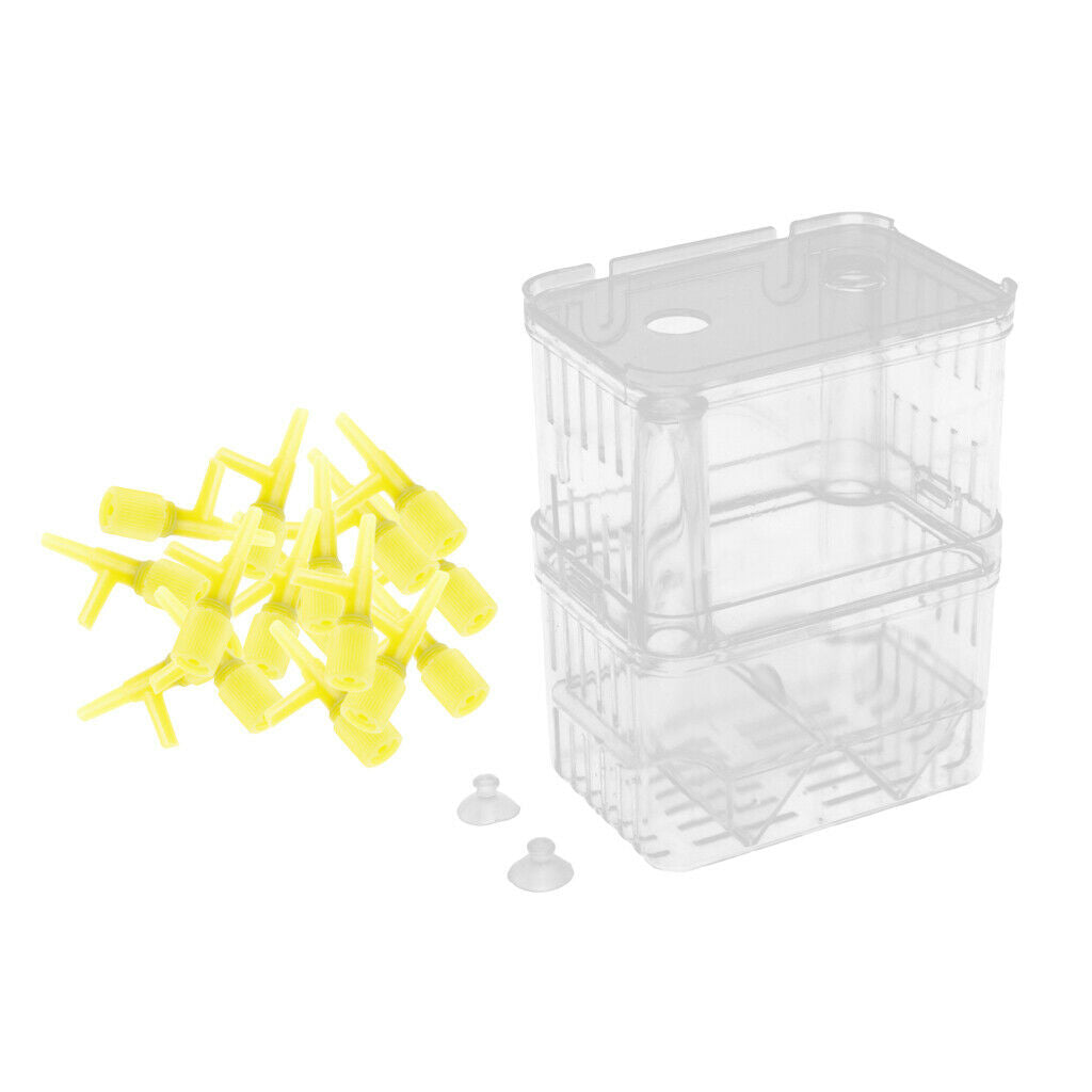 100Pcs Valves and A Clear Fish Hatchery Box Floating Aquarium Incubator with 2