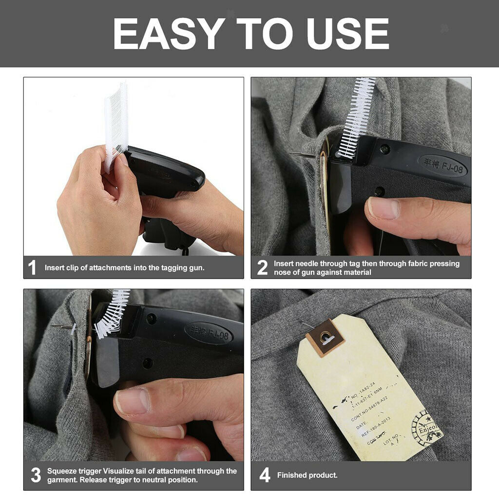 Garment Price Label Tagging Tag Gun + 5 Tagging Needles + 1000 Barbs Yellow