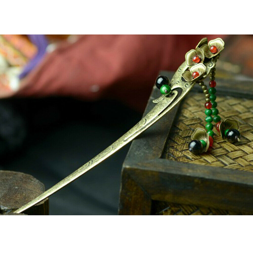 Brass Flower Design Hair Stick Long Hair Jewelry Elegant Wedding Hairpn